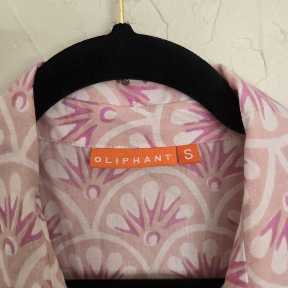 Oliphant Button Up Pink White Tan Fan Shirt Dress Maxi, S - Picture 9 of 11